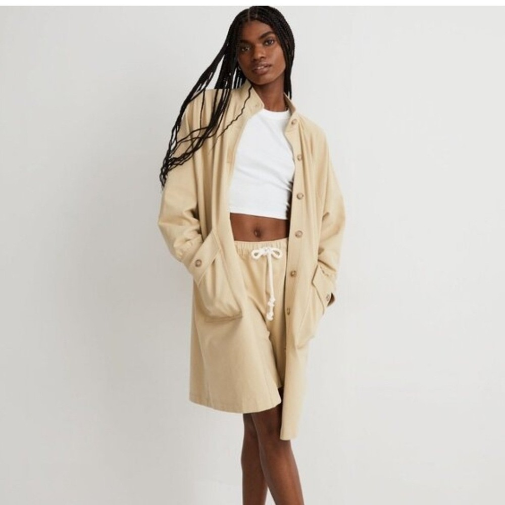 Madewell Structured Terry Longline Coat OVERSIZED XXS Cotton Jacket Chore